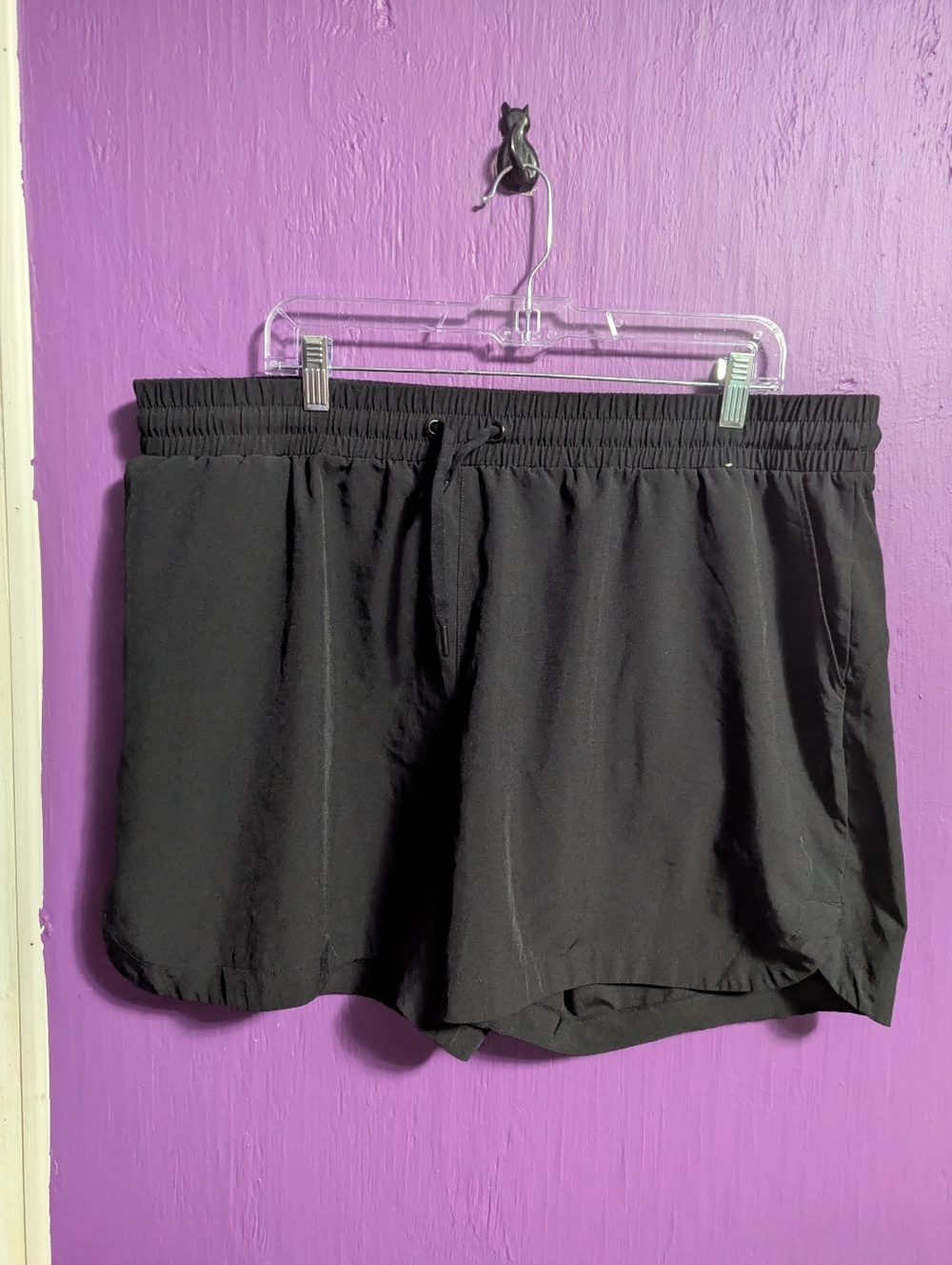 💜 Mondetta Black Stretch Drawstring Waist Shorts Pockets XXL 16 18 - Picture 1 of 3